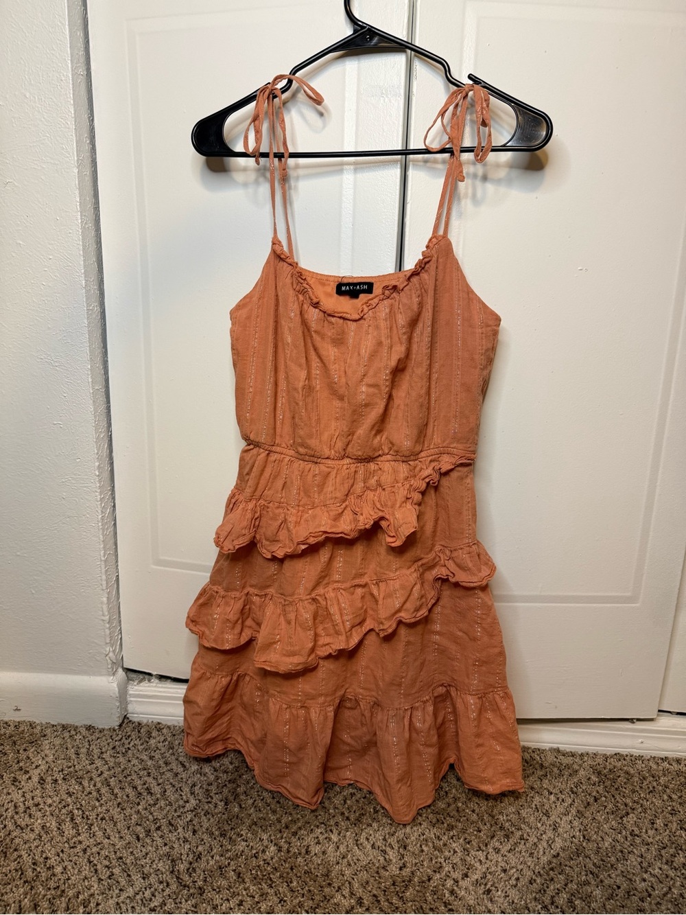 Blush Coral Tiered Ruffle Mini Dress